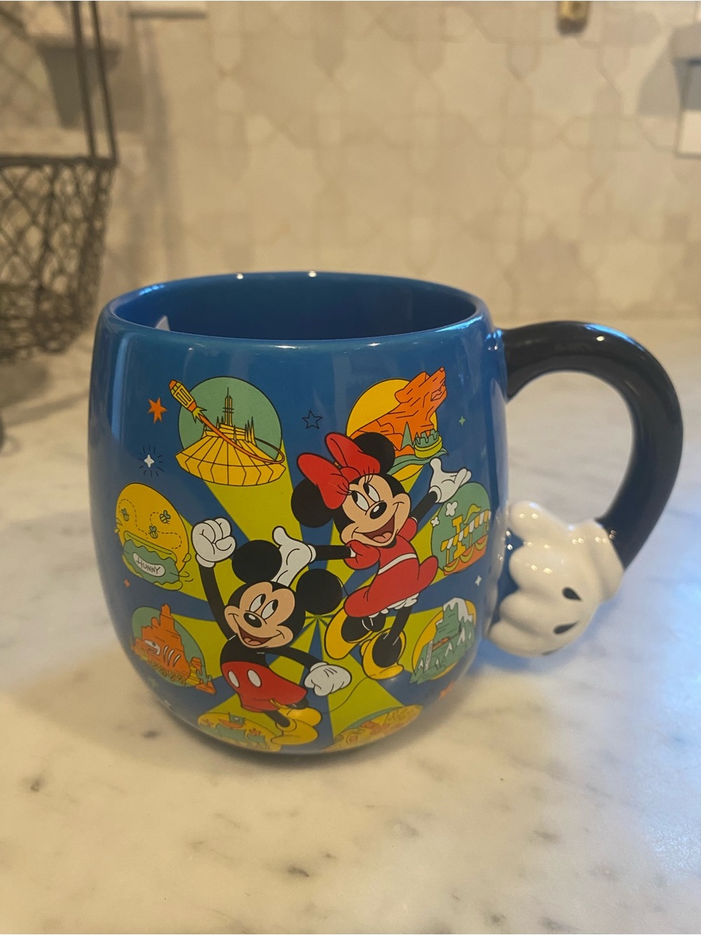 Disney Blue Mickey & Minnie Collectible Mug with Glove Handle